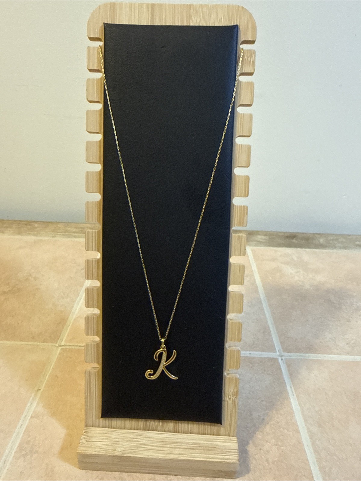 BBCN Solid 925 Sterling Silver Gold Plated Initial (K) Letter Necklace 2.8G
