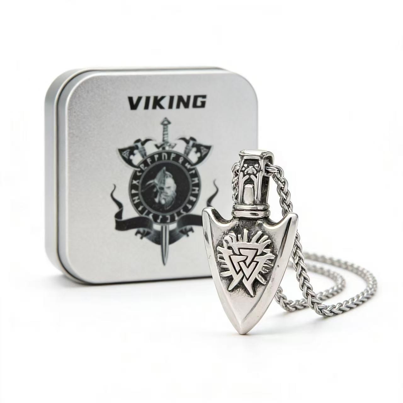 Viking Nordic Odin’s Knot Rune 316L Stainless Steel Pendant Necklace for Men