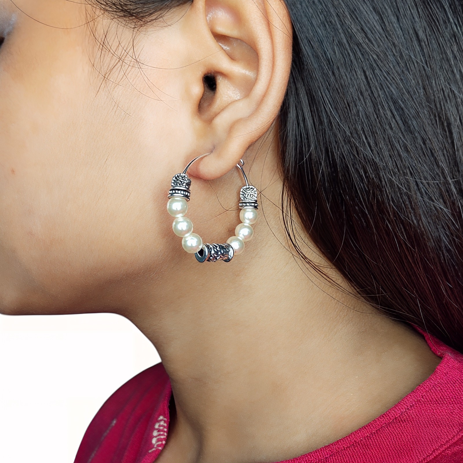 Handmade Oxidized Jhumka Drop Dangle Earrings Boho Ethnic Pearl Women’s Gift