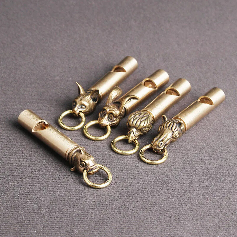 Retro Handmade Whistles Pendants Copper High Pitch Pure Brass Animal Avatars