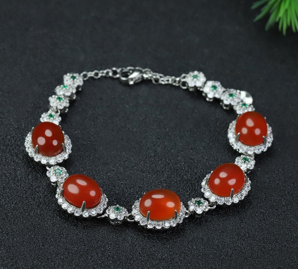 Girl Grandma Mothers Lady Women Red Jade Beads Bracelet Jewelry Gift Box DD298