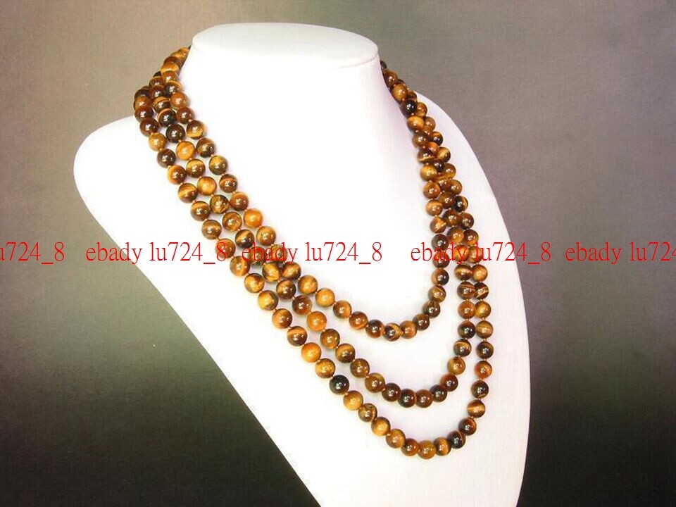 8mm 10mm 12mm African Yellow Tiger’s Eye Gemstone Round Beads Necklace 18-100”