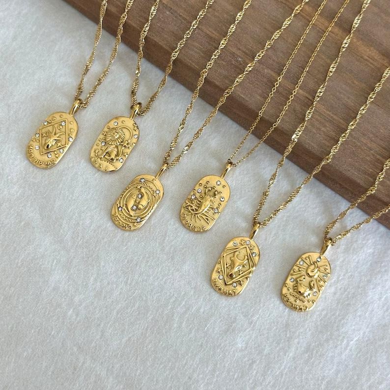 12 constellation necklaces, suitable for women and girls, vintage 18K gold