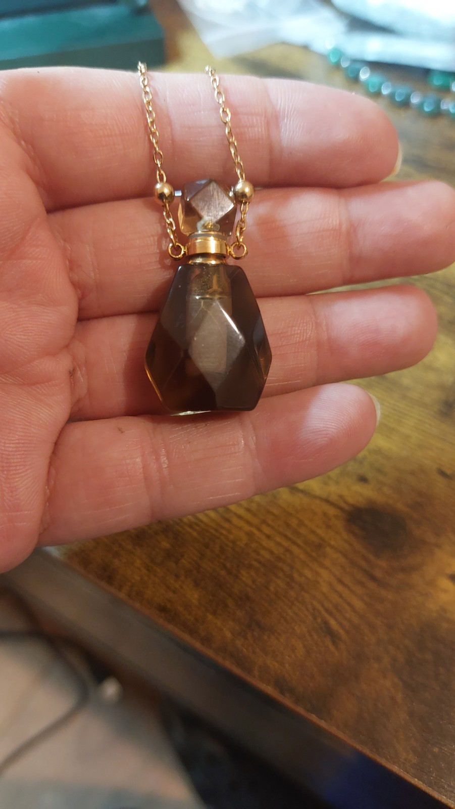 Natural Smoky Quartz Perfume Bottle Necklace
