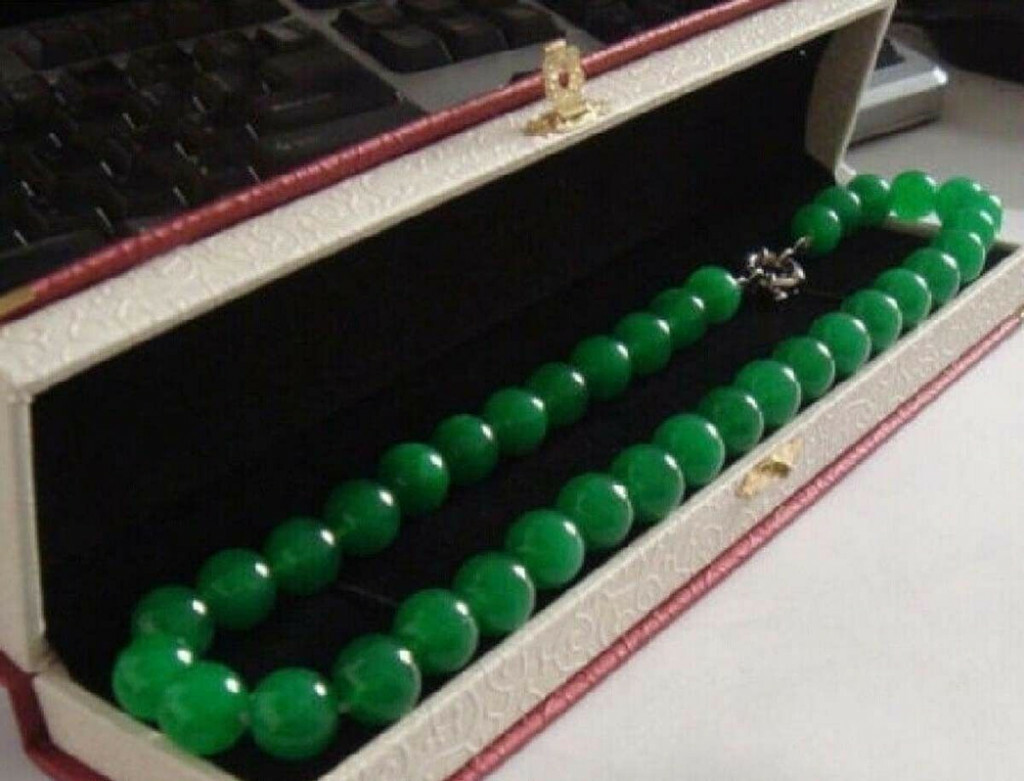 Long 18-50 Inches 10mm Natural Green Jade Gemstone Round Beads Necklaces