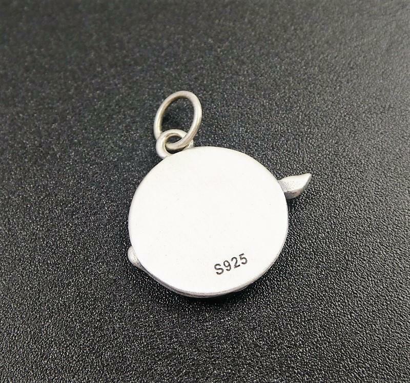 Handmade Sterling Silver Whale in Ocean Wave Small Round Charm Pendant Unique