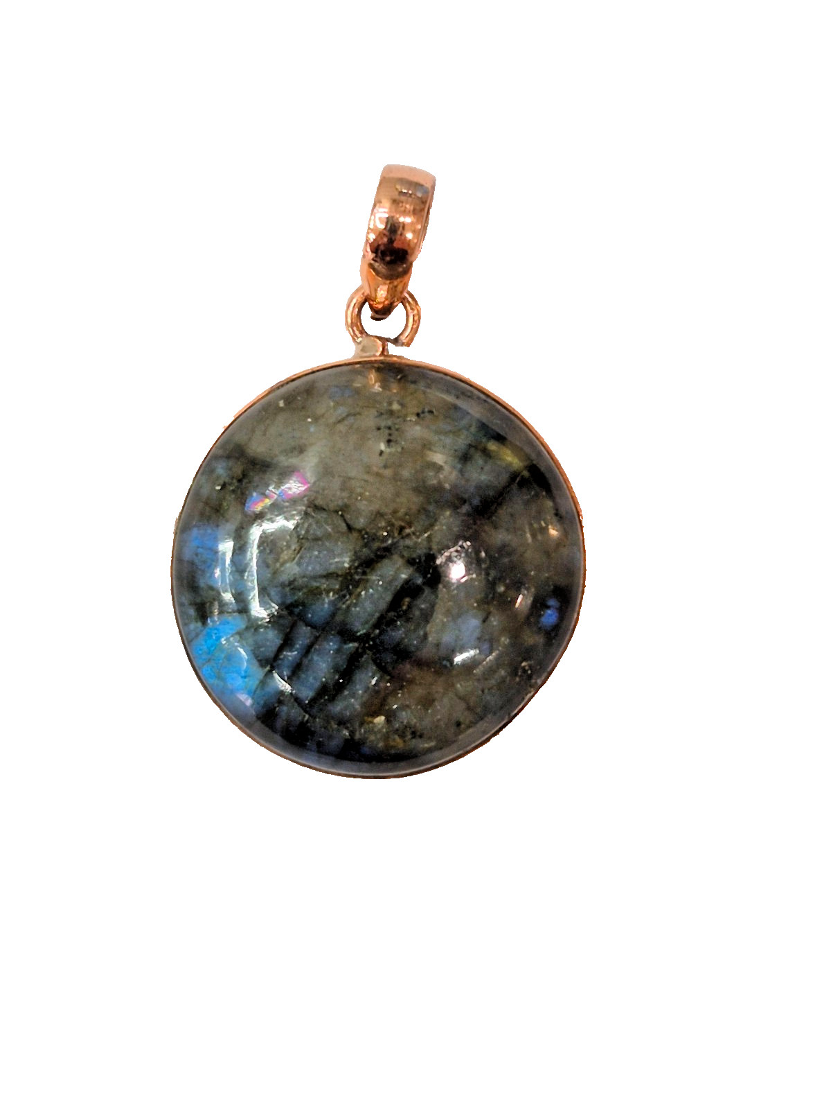 Labradorite Gemstone Copper Wire Wrapped Handmade Jewelry Pendant 1.96″