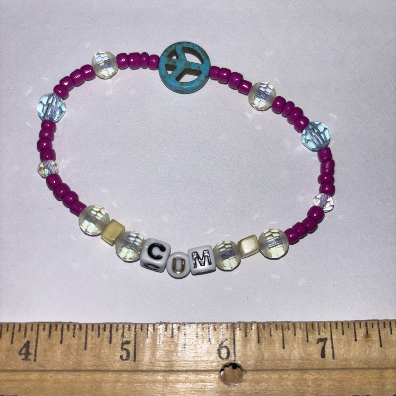 Multicolor “C*m” Bracelet Adult Humor Beaded Handmade Naughty Accessories