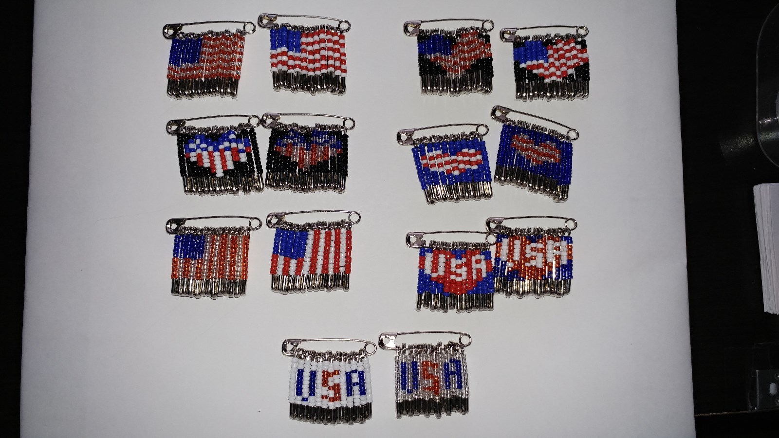 Unique Patriotic and Flag Safety Pin Brooch