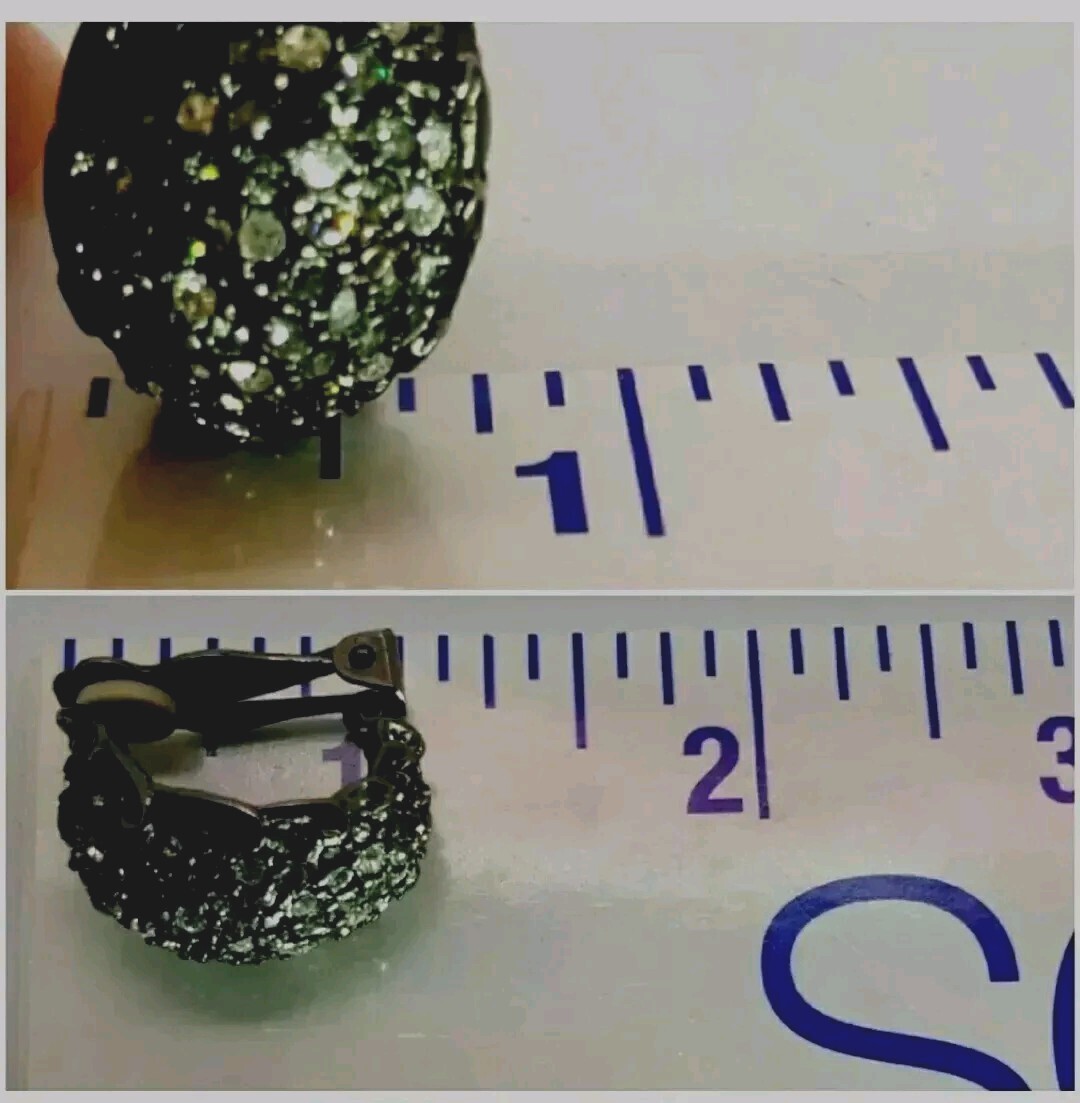 Vintage Jay Strongwater EARRINGS Paved Swarovski Crystals Japanned Gunmetal NOS