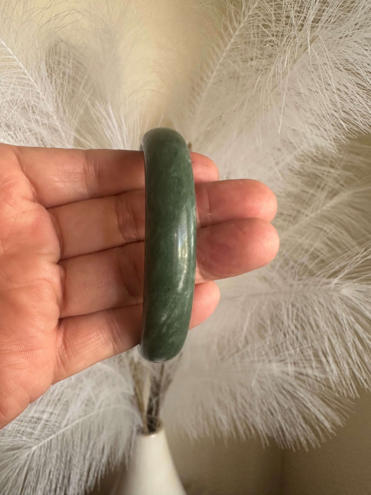 Gorgeous Dark Green Real Jade Bracelet Bangle Wealth Good Fortune Good Luck 65mm