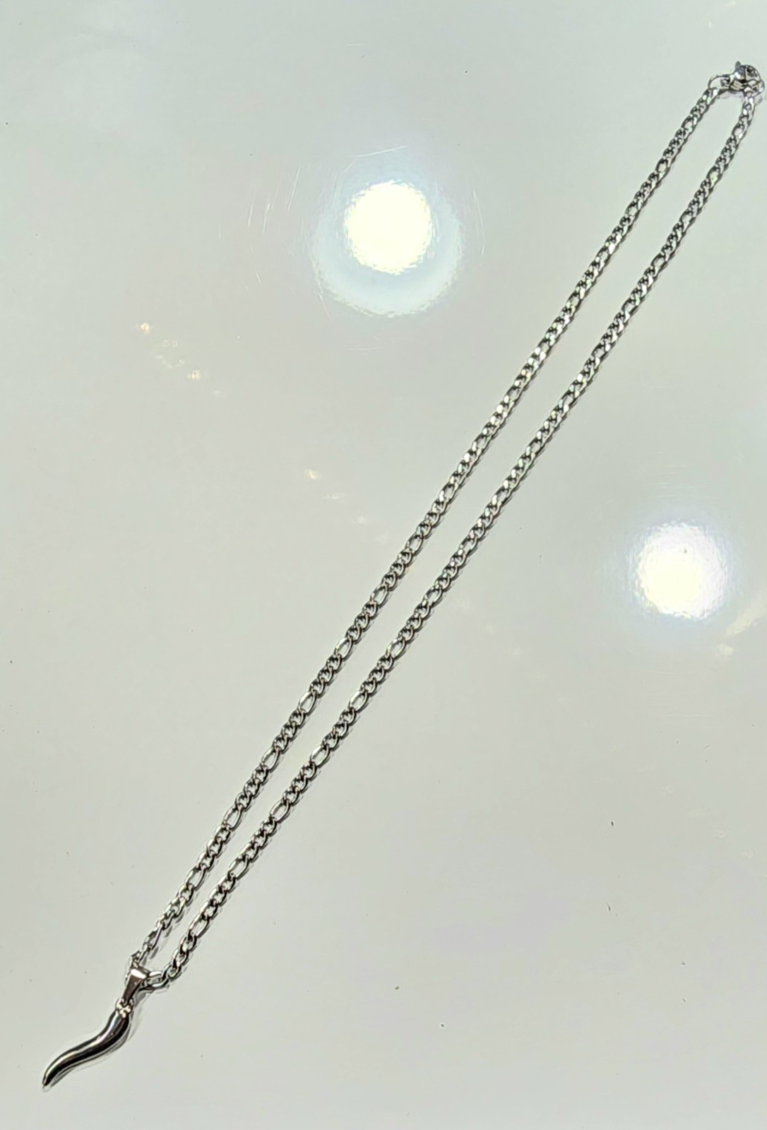 Stainless Steel Italian Horn 1 inch with 18-inch Figaro Chain
