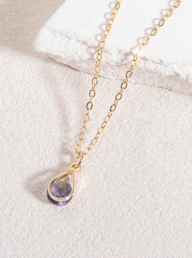 Heart Pendant Women Necklace Jewelry Accessories Water Drop Birthstone Gift USA