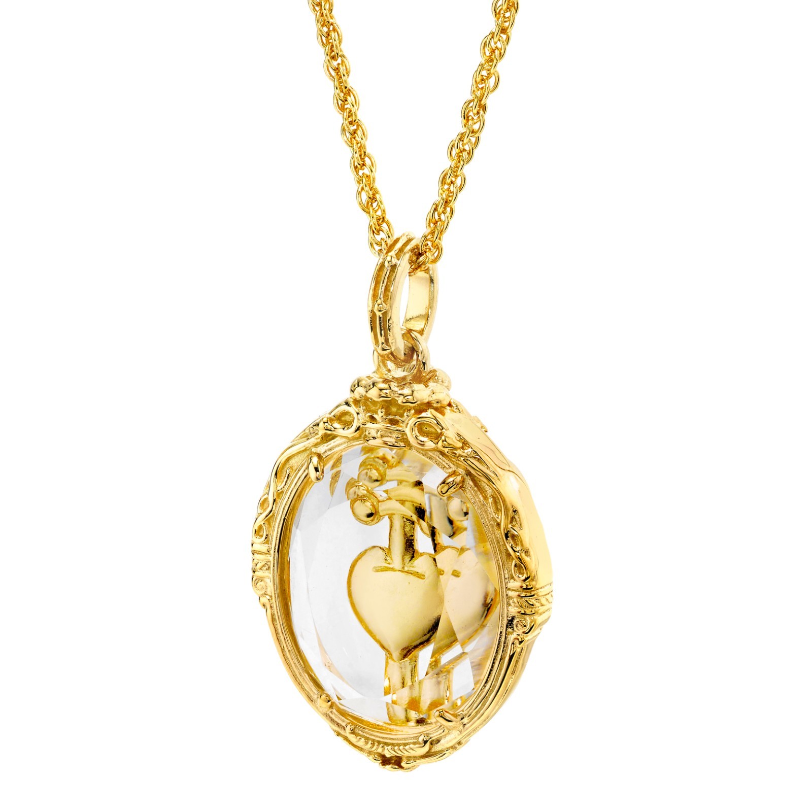 Disney X RockLove NEW ‘Snow White’ Dagger Heart Intaglio Pendant Necklace Gold