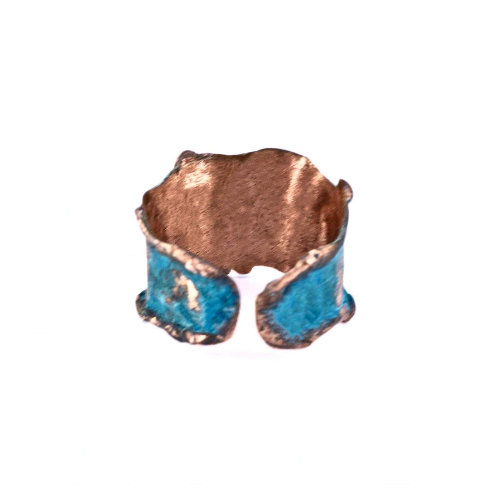 Solid Copper Statement Patina Men’s OR Women’s Ring With Molten Copper Edging
