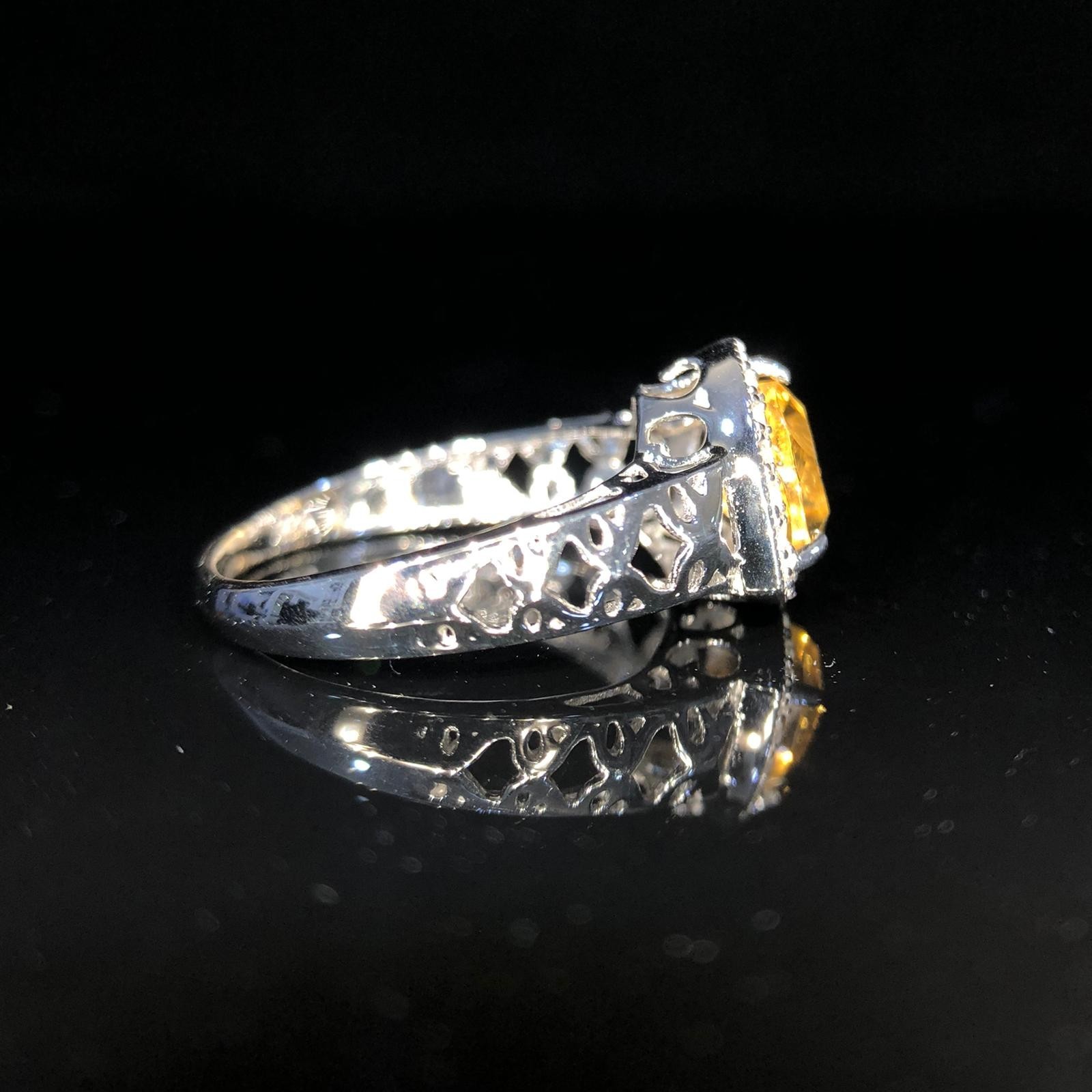 925 Sterling Silver Ring Trillion Citrine 7x7MM Ring Size 6 Gemstone Jewelry