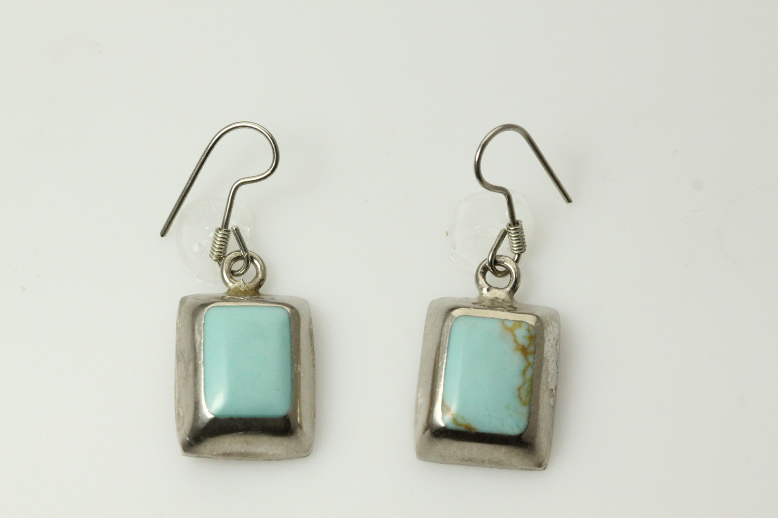 Very Nice 925 Sterling Silver Turquoise Dangle Earrings 5.6 Grams (EAR4503)
