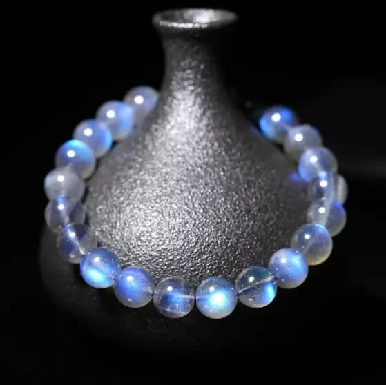Natural Moonstone 7MM Round Beads Healing Reiki Crystal Women Men Bracelet Gifts