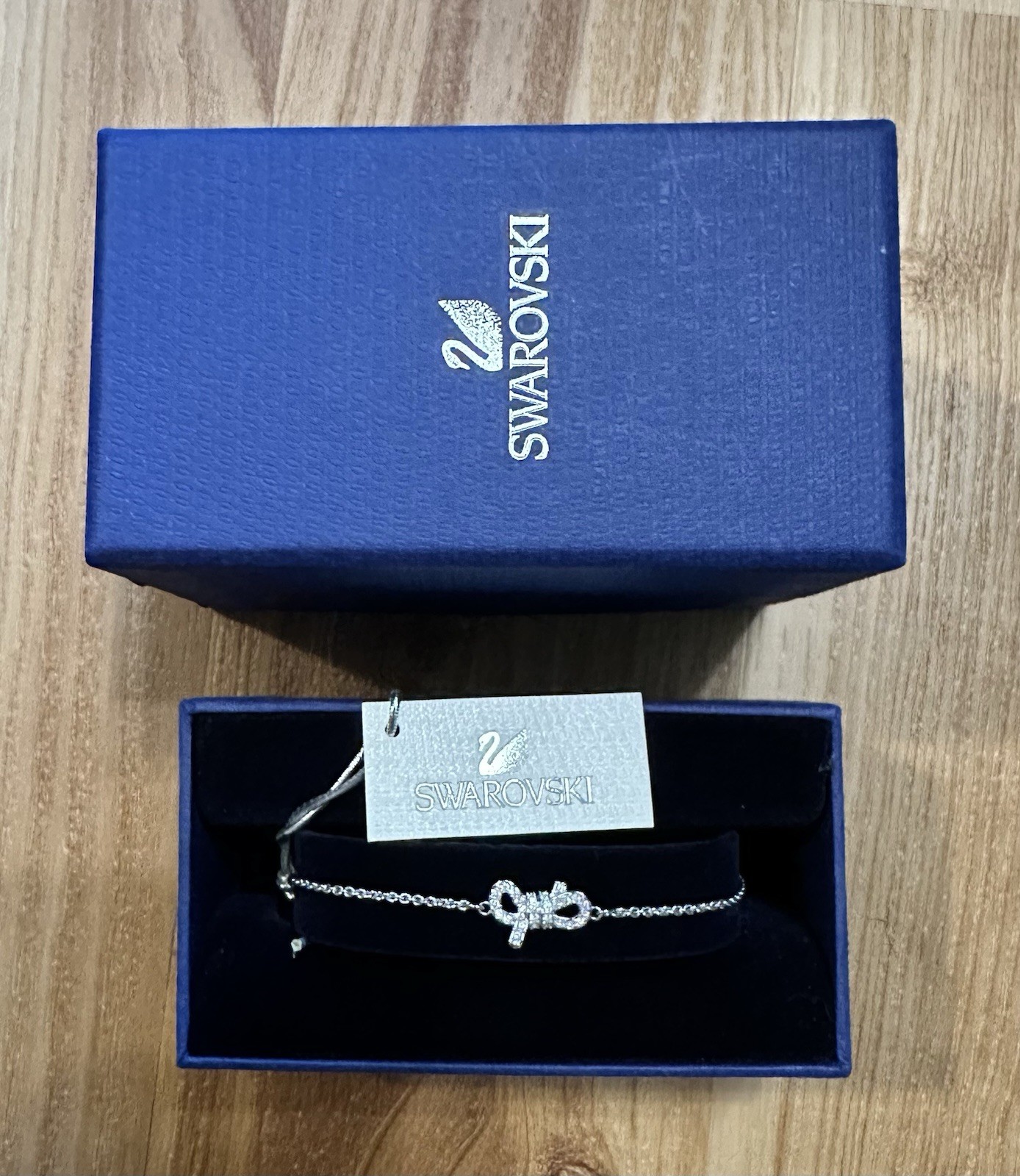 Swarovski Lifelong Bow Slider Bracelet Silver Rhodium Finish NWB ~ FAST SHIPPING