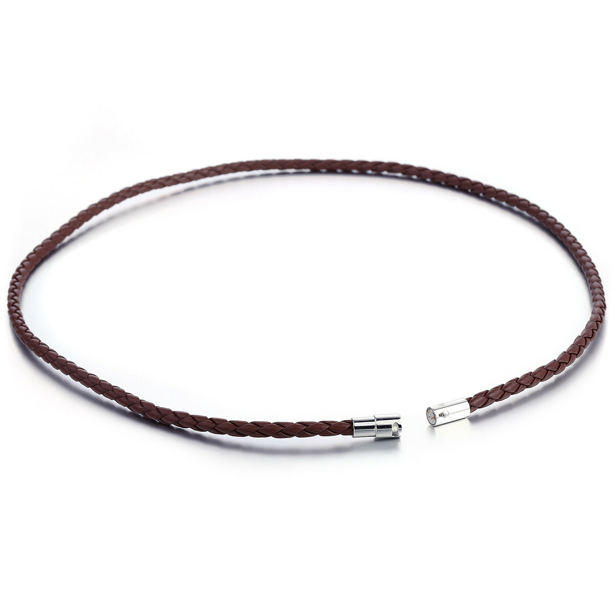 4mm 16-24″ Men Brown Braided Cord Rope Man-made Leather Choker Necklace Magnetic
