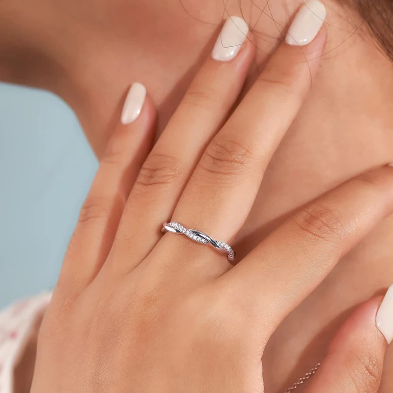 Wedding Band Rings for Women 925 Sterling Silver AAA Zircon Stackable Engagement