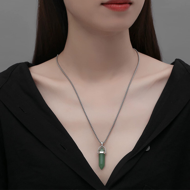 3pcs Natural Healing Gemstones Hexagonal Pointed Reiki Chakra Pendant Set