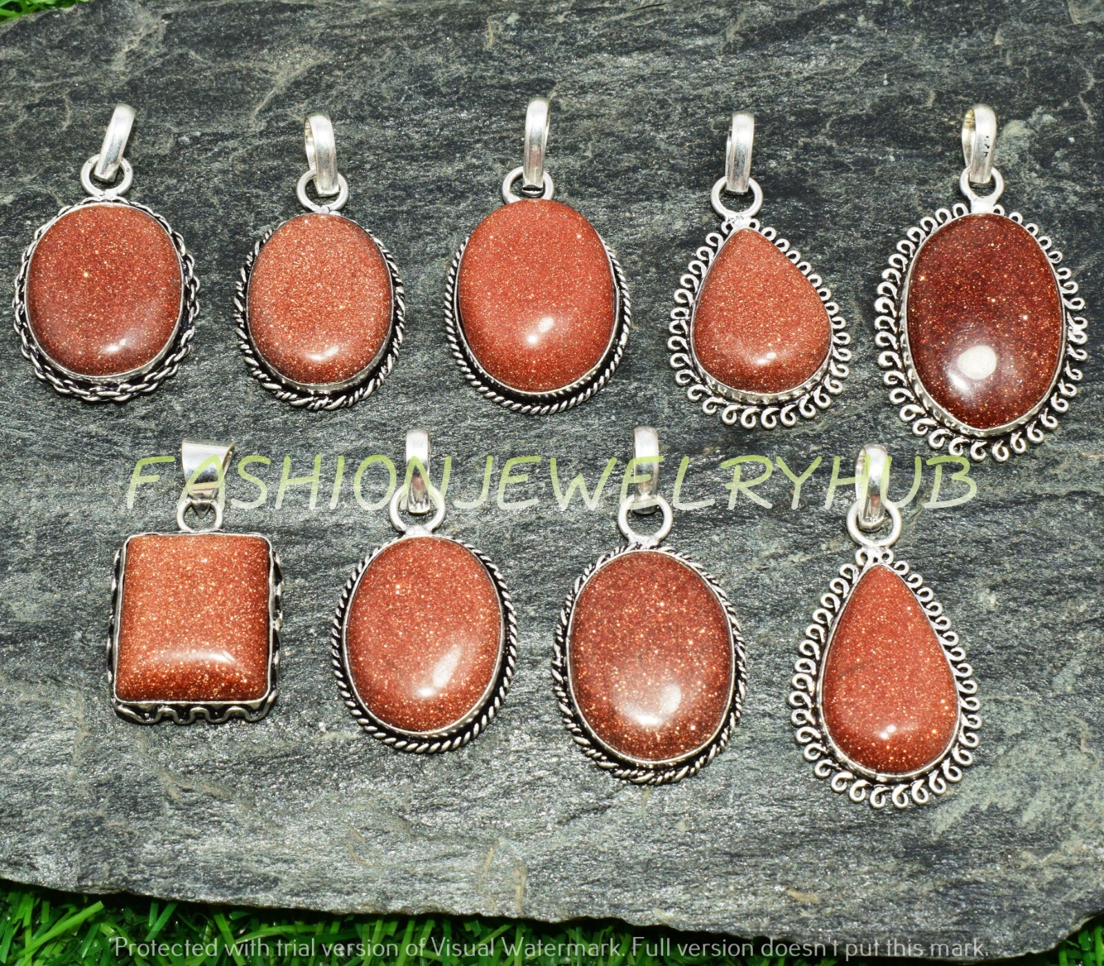 Sunstone Gemstone Pendant Wholesale Lot 925 Silver Plated For Woman