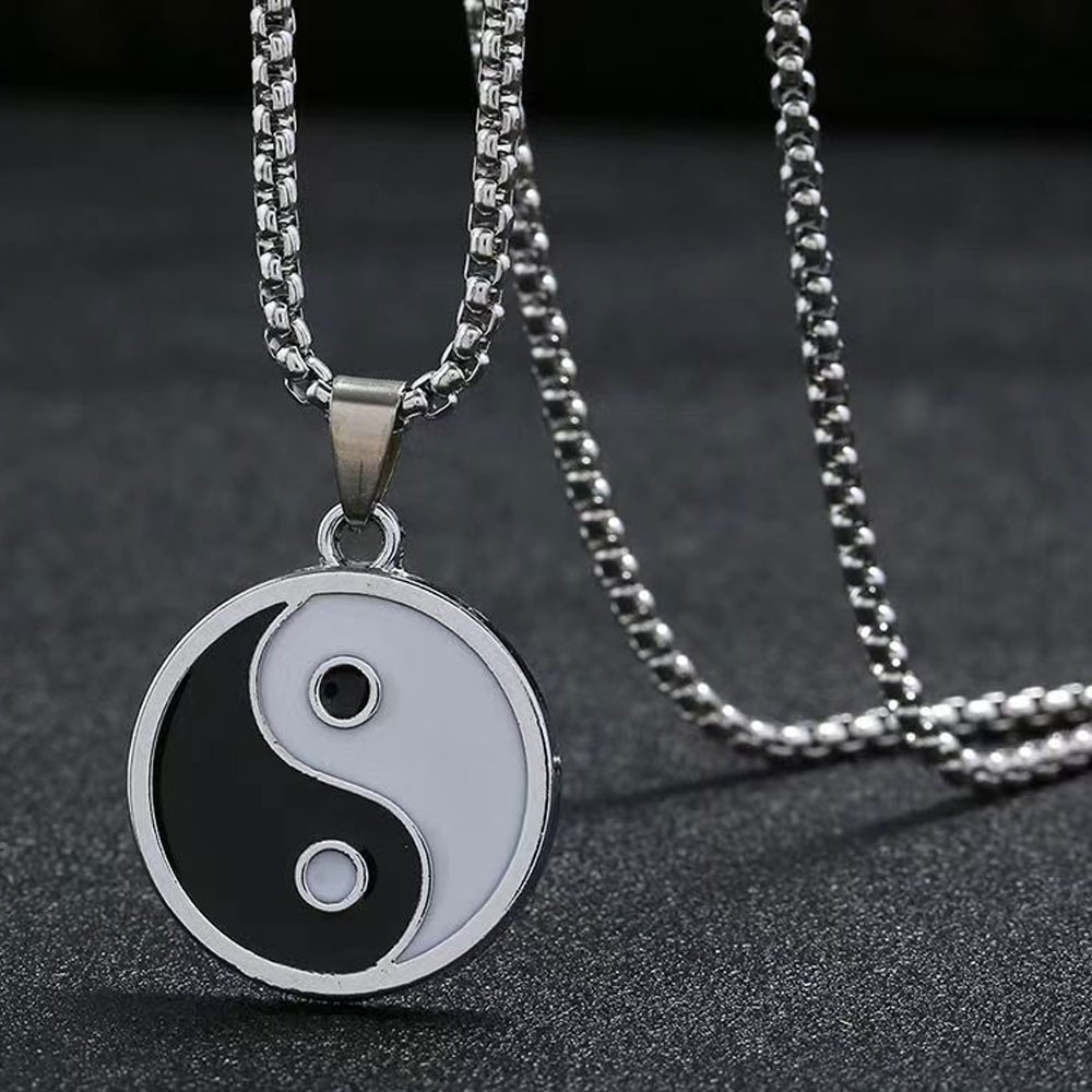 Chain Mens Stainless Steel Protection Amulet Ying Yin Yang Pendant Necklace Luck