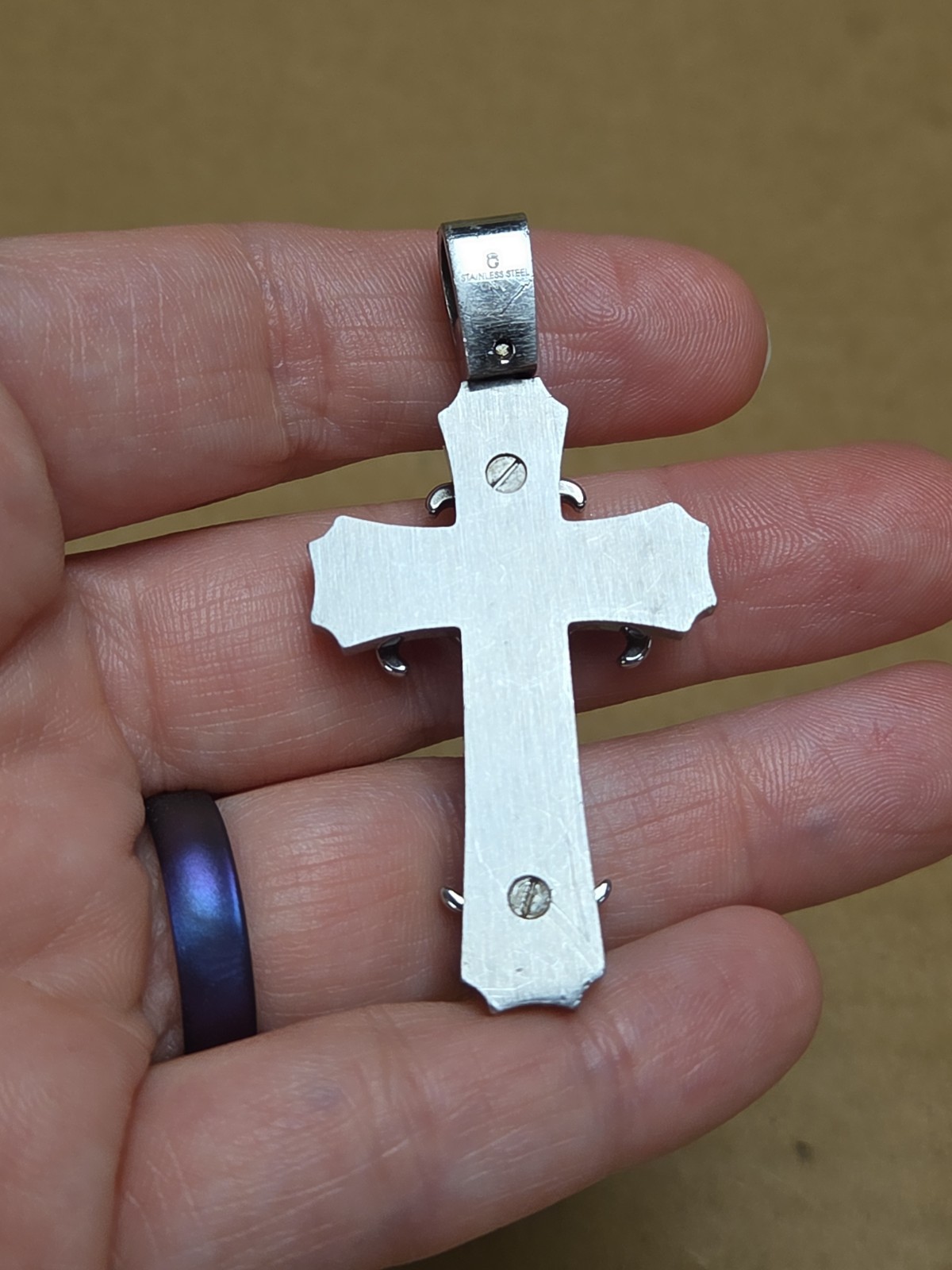Beautiful Intricate Stainless Steel & Black Cross Pendant *SEE PICS