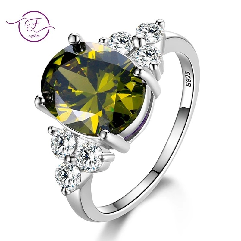 Sterling 925 Silver Women Ring Oval Zircon Engagement , Anniversary, Gift