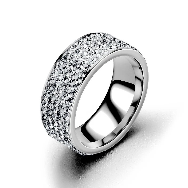 Unisex CZ Stainless Steel Ring Men/Women’s Wedding Band Rings Gold Silver 6-13