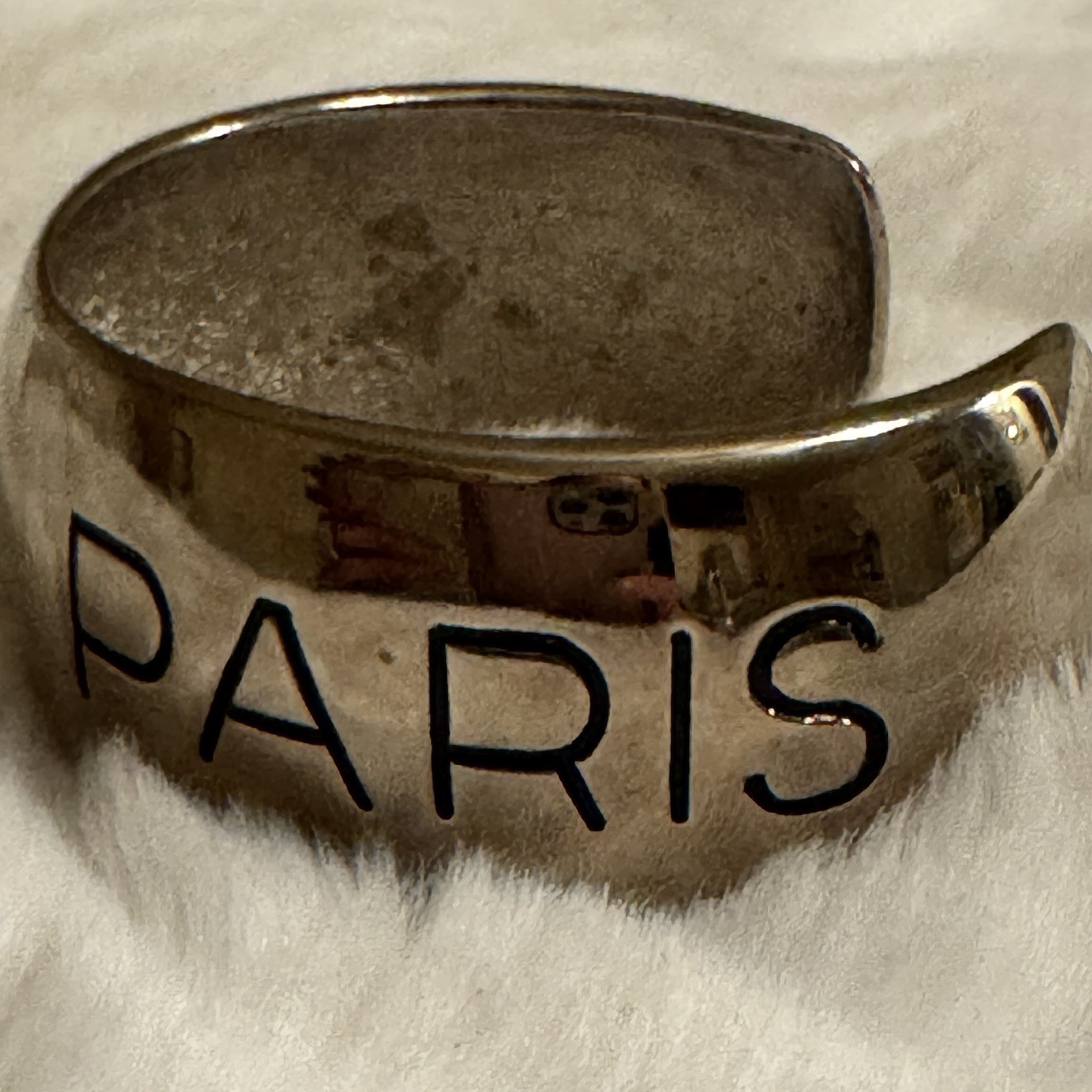 Chanel 96p Silver Logo Bangle Bracelet Cuff 1020c35