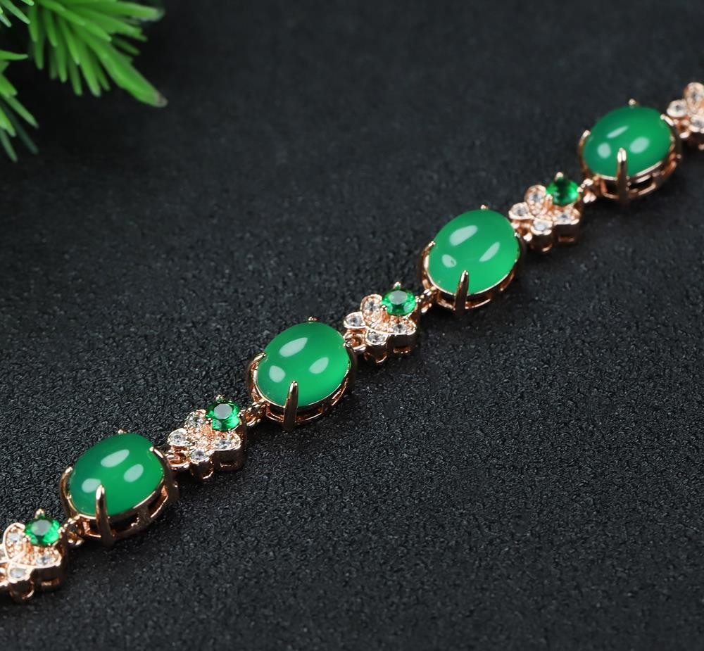 Girl Grandma Mothers Lady Women Green Jade Beads Bracelet Jewelry Gift Box DD304