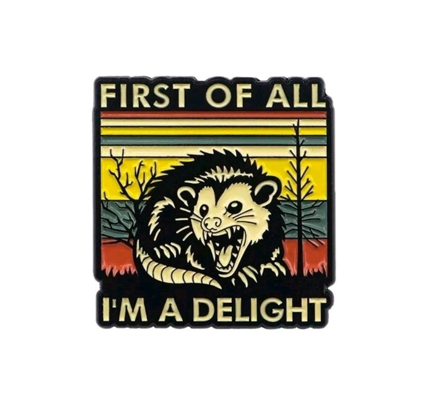 Enamel Pin Raccoon I’m A Delight Funny Saying