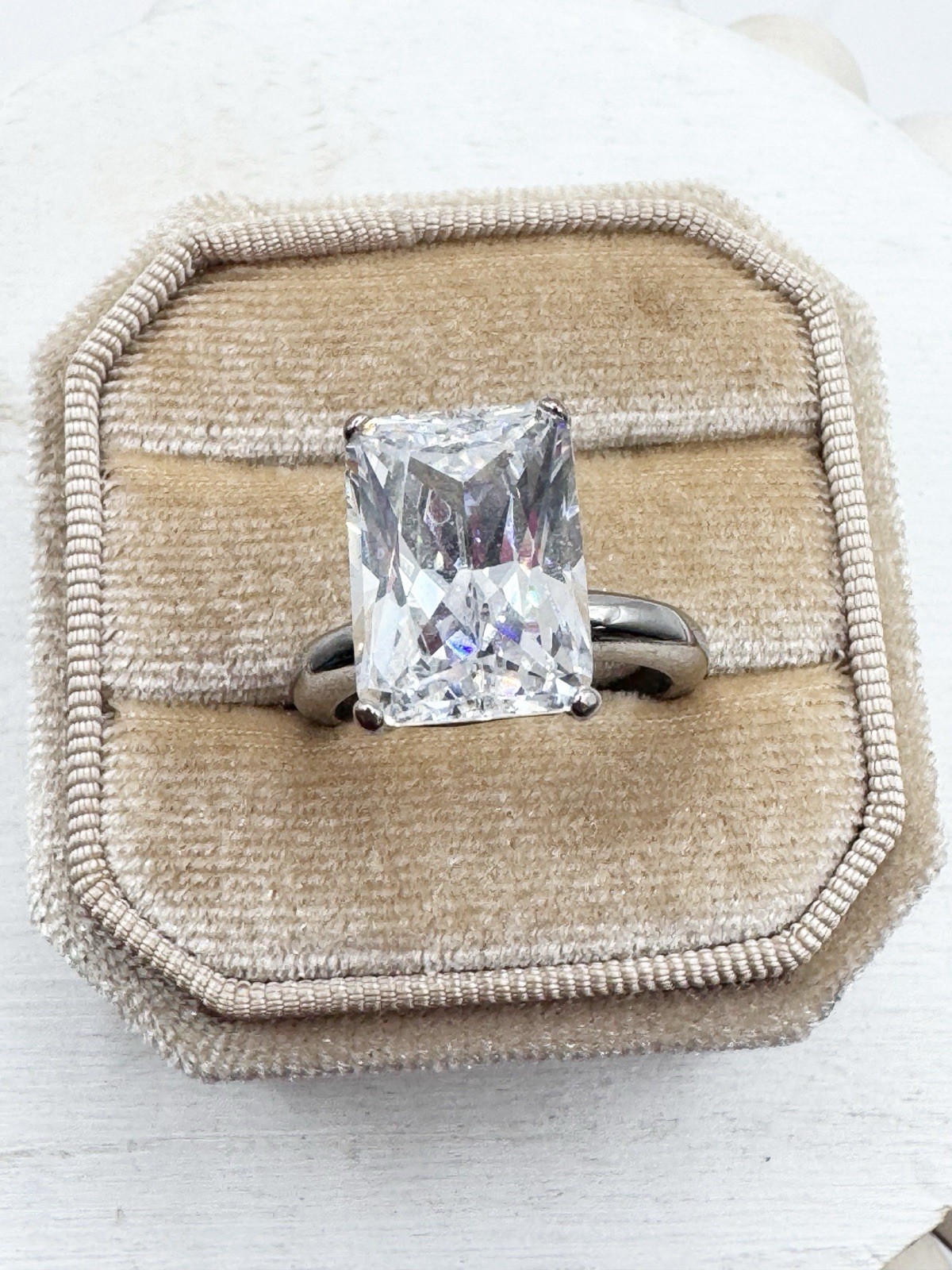 Palm Beach Jewelry Large Marquise Cubic Zirconia CZ Silver Cocktail Ring Size 7
