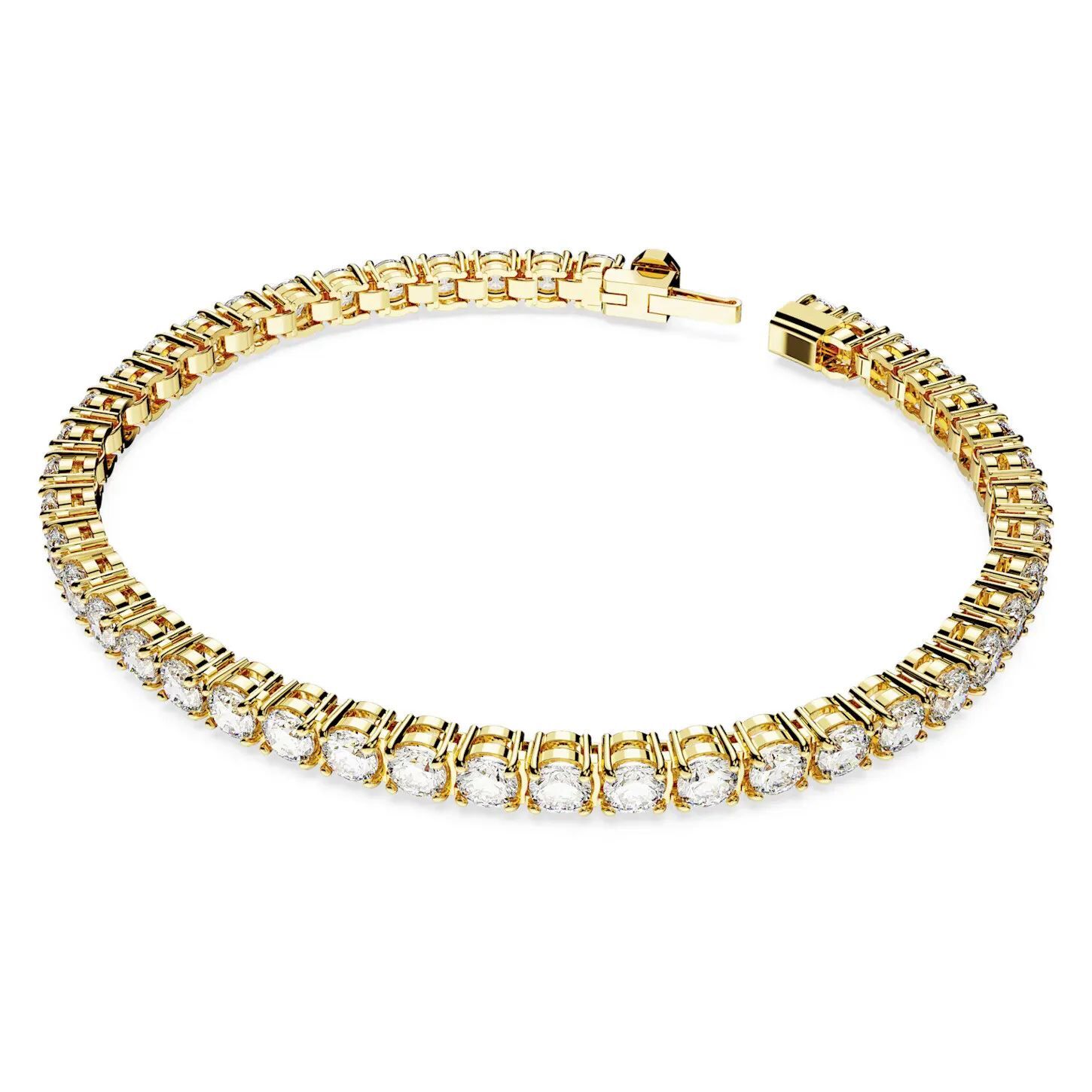 Swarovski Matrix Tennis Bracelet Round Cut White Gold-Tone Plated (Size M)