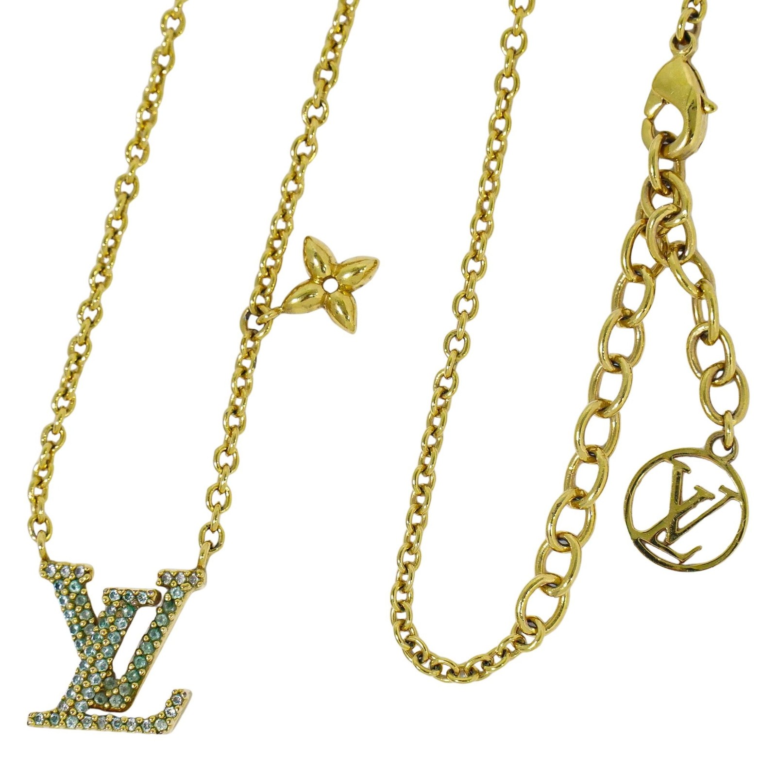 Louis Vuitton LV Iconic M00596 Rhinestone Gold Plated Necklace