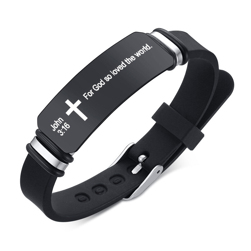 Religious Cross Jesus Scripture Christian Bible Verse Faith Bracelet Silicone