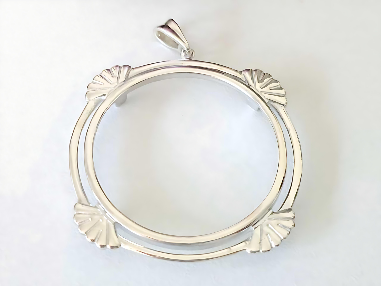 925 Sterling Silver Prong Back Clamshell Edge Bezel for 41mm 1oz Coins