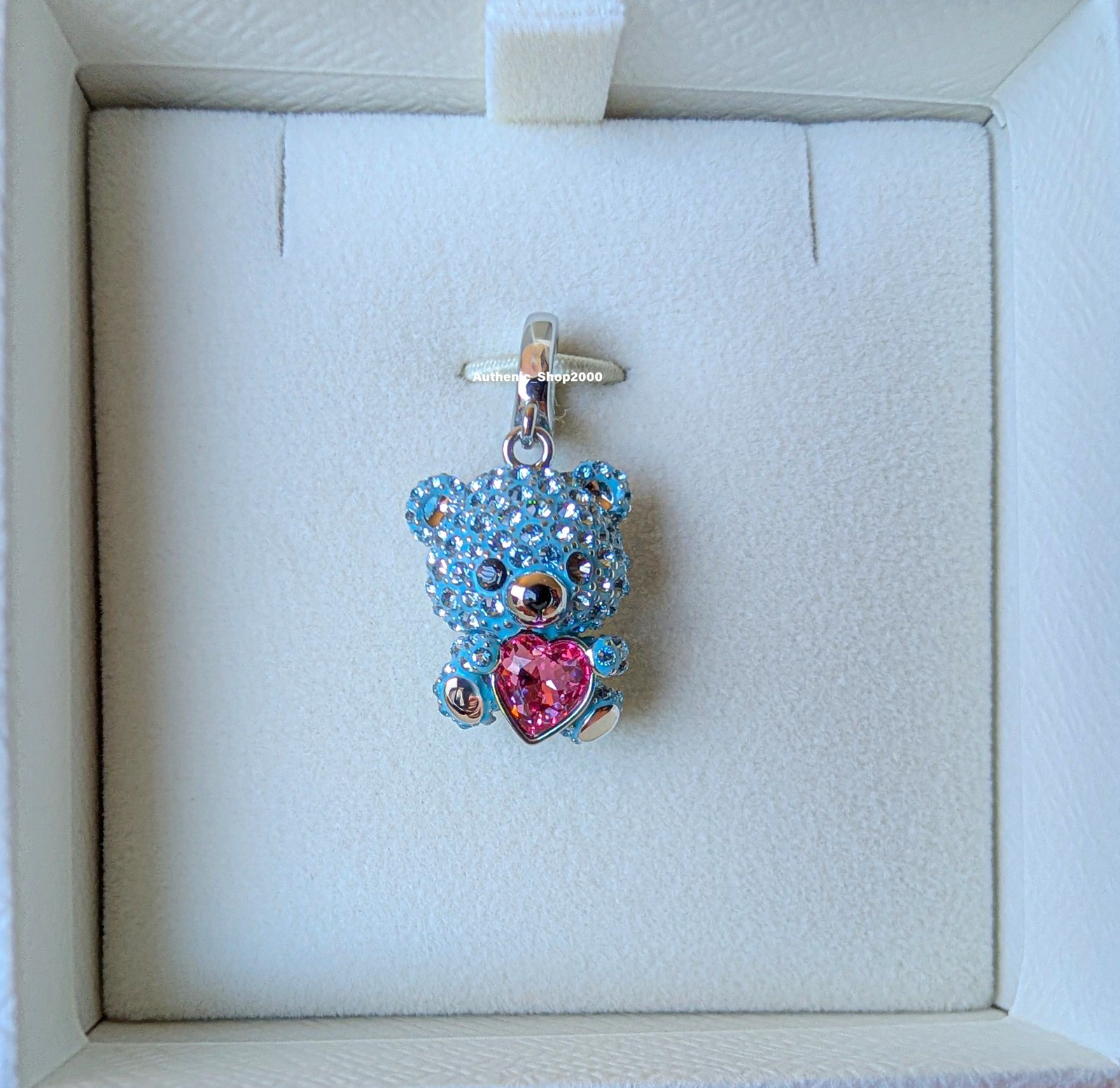 New 100% Authentic SWAROVSKI Blue Pave Teddy Bear Idyllia Charm Pendant 5750253