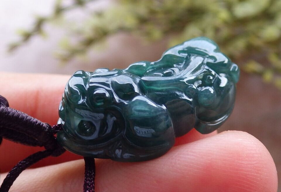Video Certified Natural A Jade jadeite pendant Small Dragon PI XIU 413462 TS