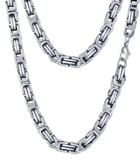 Stainless Steel 8mm Byzantine Chain Necklace 43