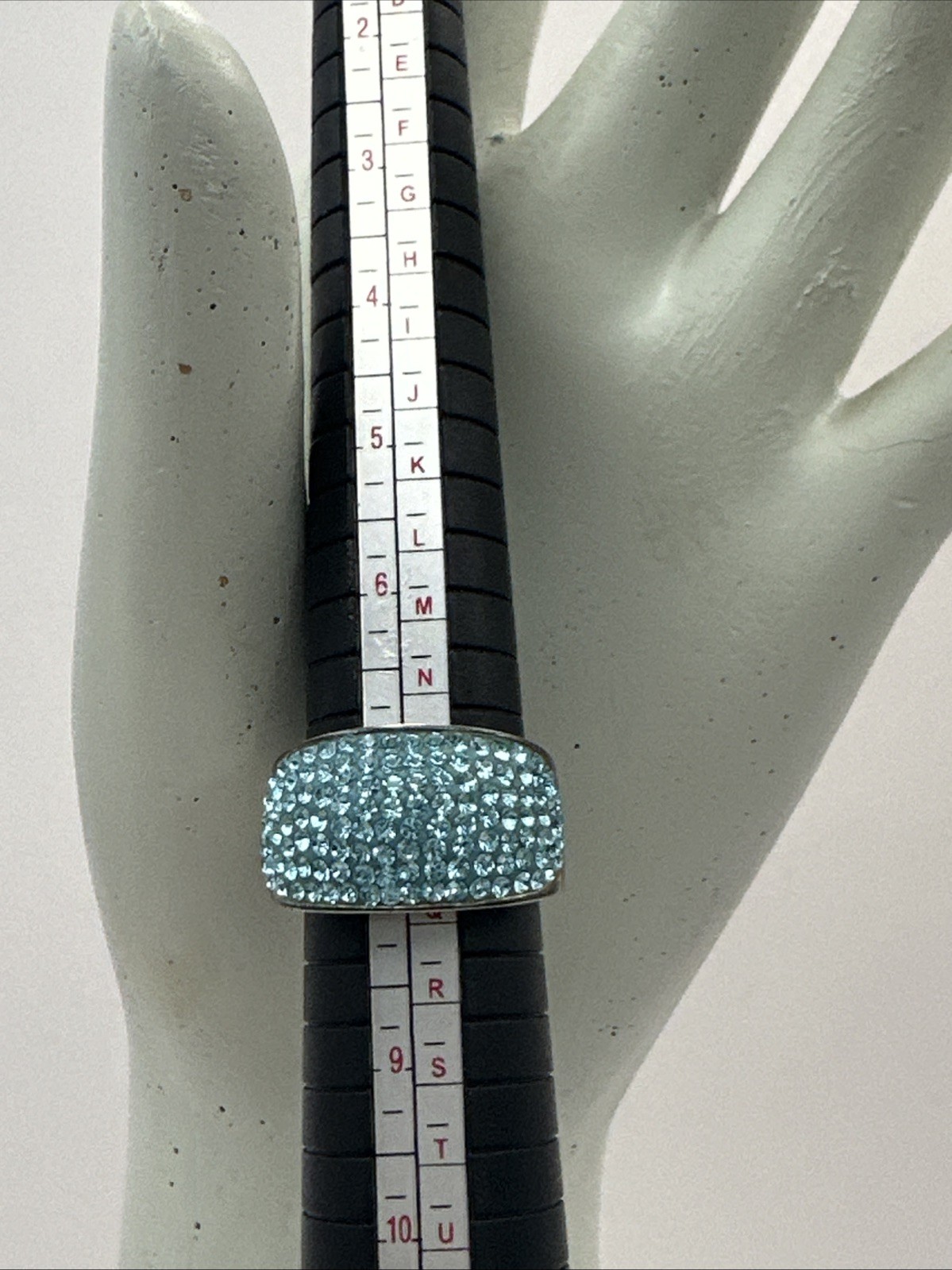 Jacmel JCM Brass Blue Turquoise Crystal Domed Pave Pageant Ring Sz 8 Malaysia