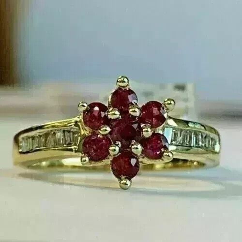 2.80 Ct Round Simulated Red Ruby 14k Yellow Gold Plated Women’s Engagement Ring
