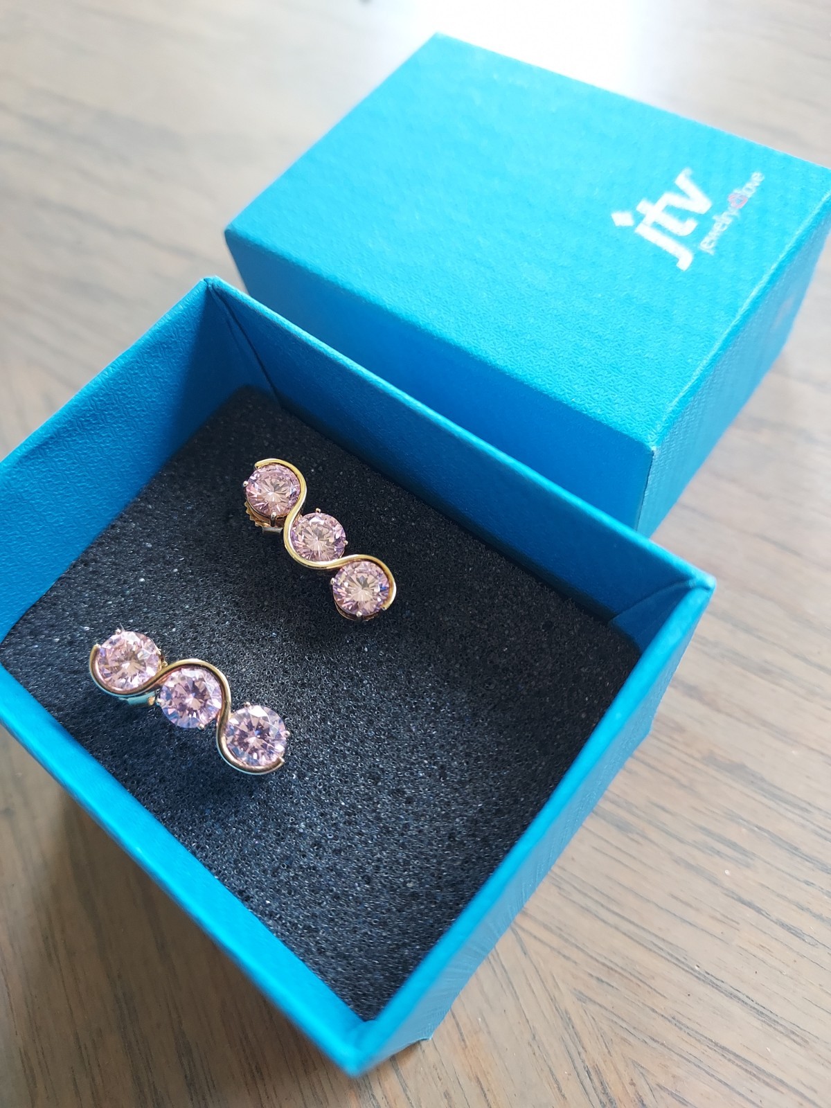 JTV pink 18k yellow Gold Over Sterling Earrings