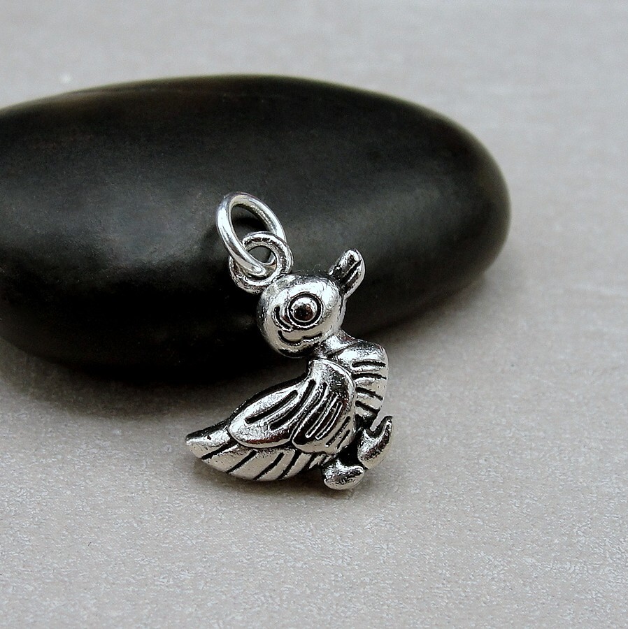 Silver Duck Charm – Ducky Duckling Jewelry – Cute Baby Duck Pendant NEW