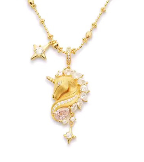 Beautiful Elegant Zircon Unicorn Star Luxurious Necklace for Women