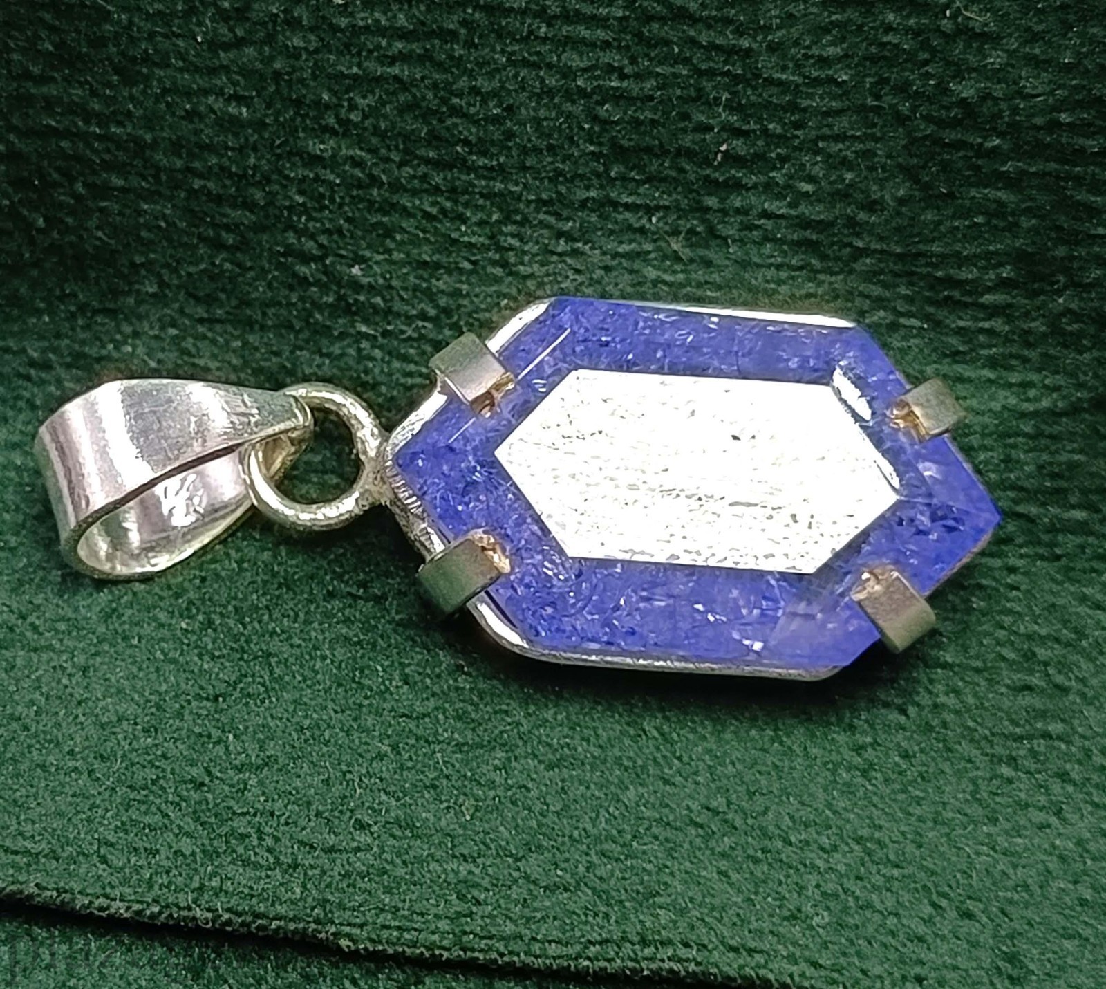 EGL Certified 32.00 Ct Blue Tanzanite Fancy Cut Pendant 925 Silver Chain “5NSP