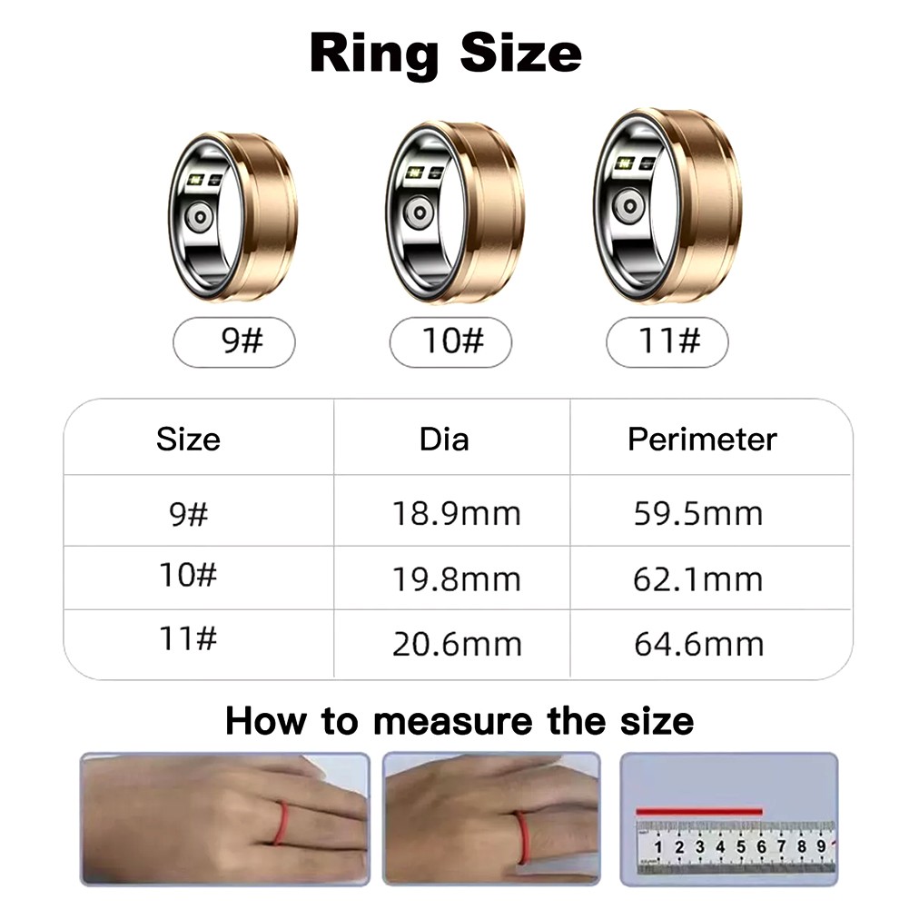 Smart Ring Waterproof Finger Ring Monitor Heart Rate Fitness Tracker Health