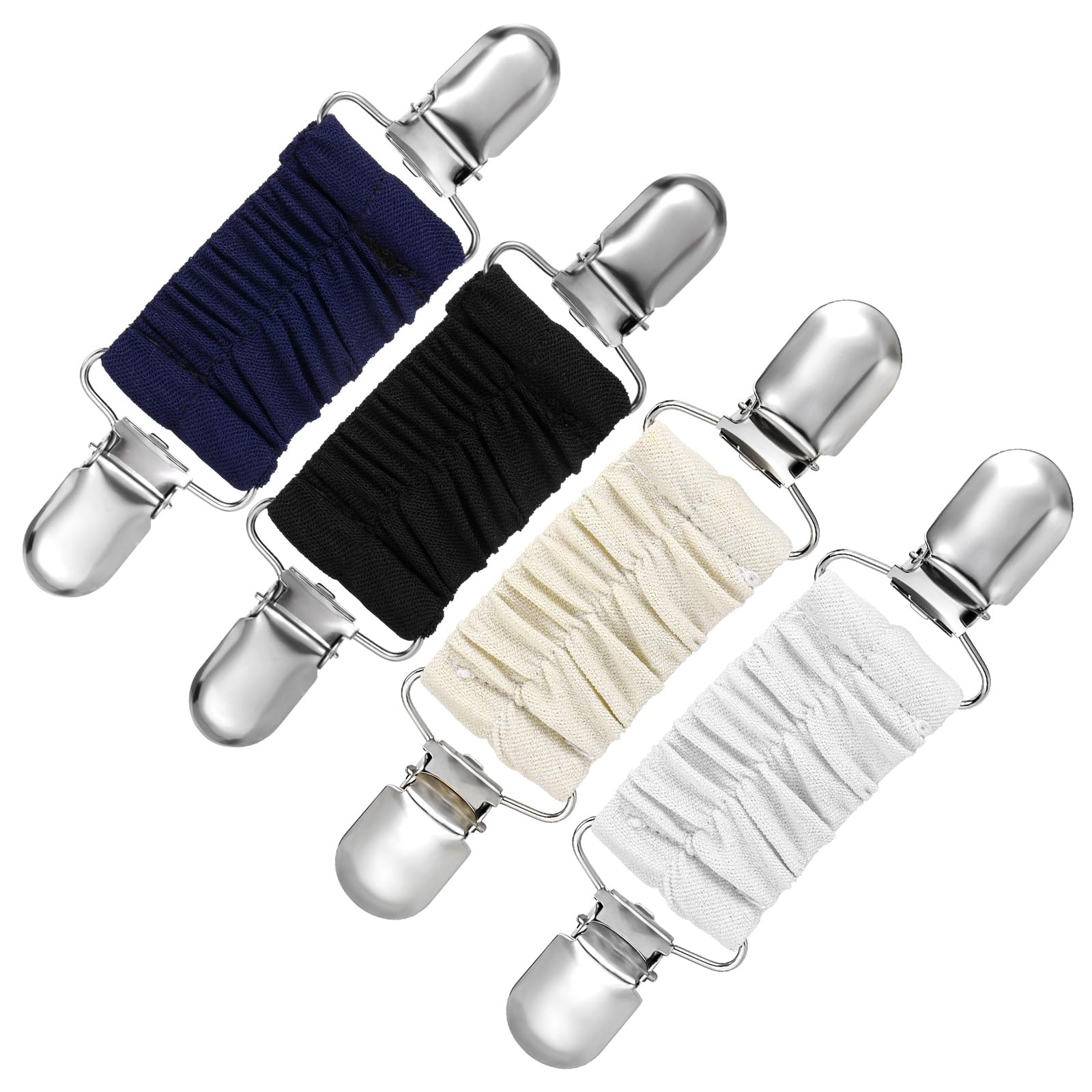 4 Pcs Dress Clips Back Cinch Adjustable Waist Cincher Clip Small, black,white